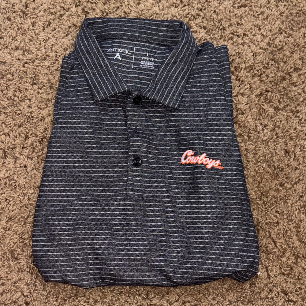 Antigua Men's Gray OK State Cowboys polo shirt